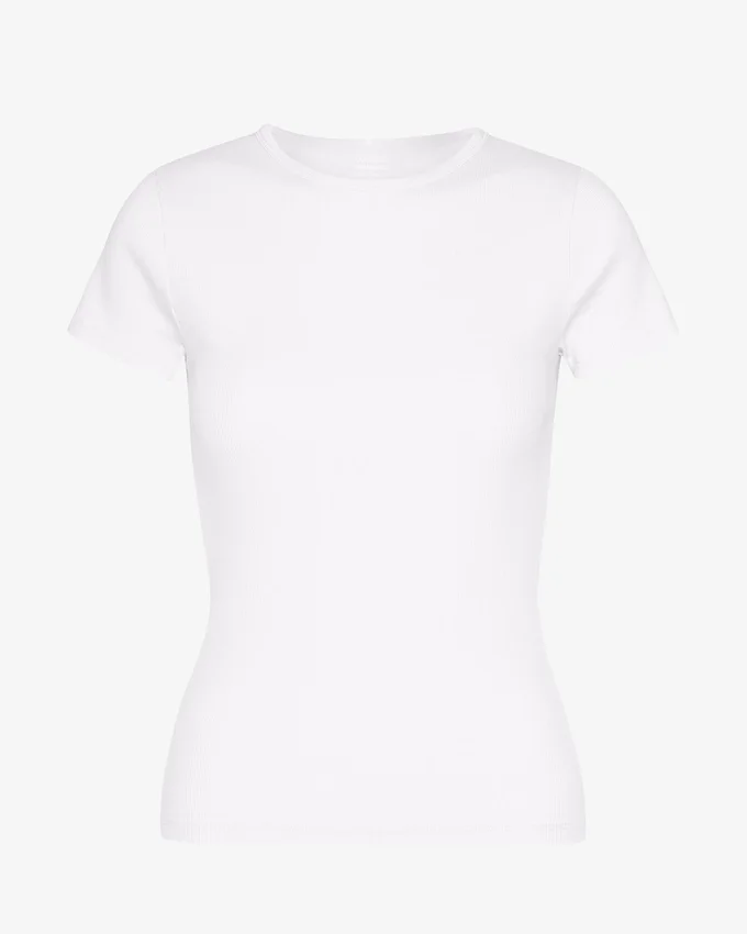 Bio-T-Shirt mit Rippstruktur – Optisches Weiß