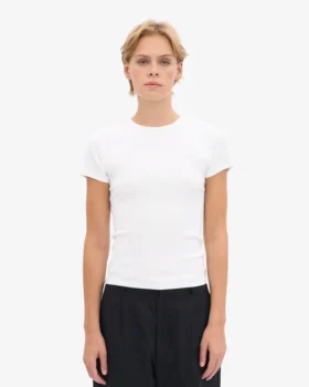 Bio-T-Shirt mit Rippstruktur – Optisches Weiß
