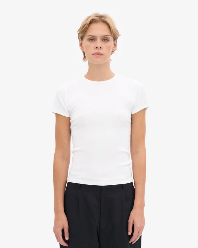 Bio-T-Shirt mit Rippstruktur – Optisches Weiß
