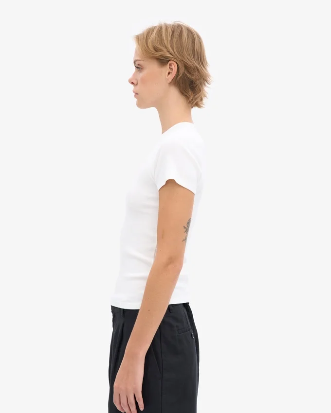 Bio-T-Shirt mit Rippstruktur – Optisches Weiß