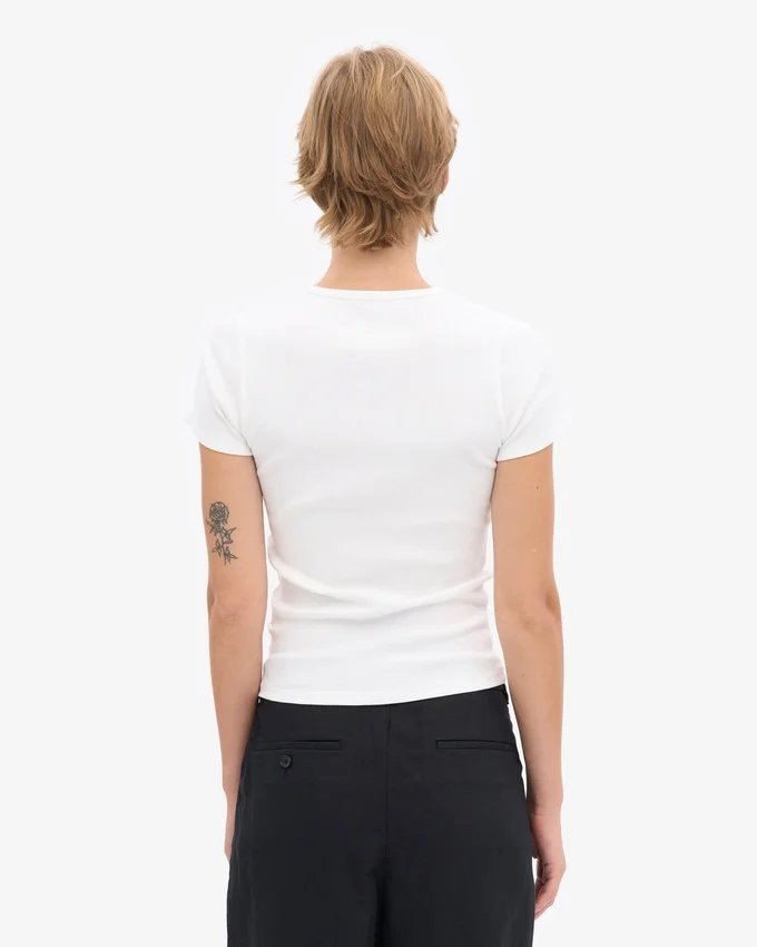 Bio-T-Shirt mit Rippstruktur – Optisches Weiß