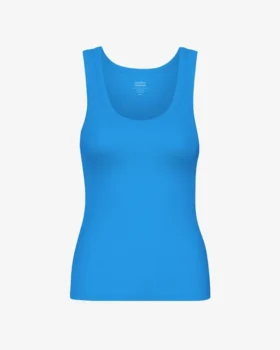 Bio-Tanktop für Damen mit Rippstrick – Pazifikblau