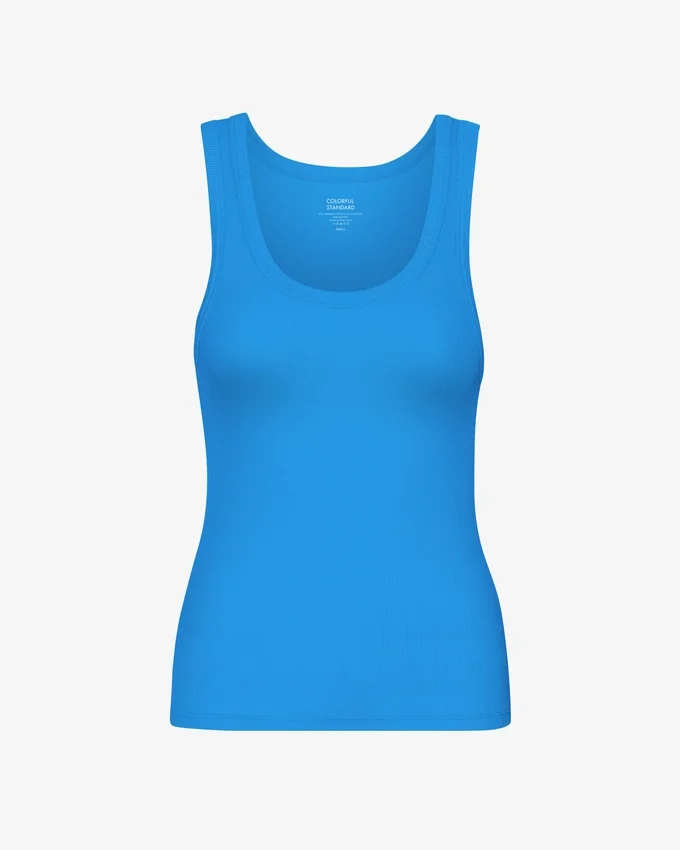 Bio-Tanktop für Damen mit Rippstrick – Pazifikblau