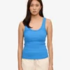 Bio-Tanktop für Damen mit Rippstrick – Pazifikblau