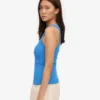 Bio-Tanktop für Damen mit Rippstrick – Pazifikblau