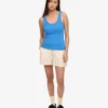 Bio-Tanktop für Damen mit Rippstrick – Pazifikblau