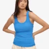 Bio-Tanktop für Damen mit Rippstrick – Pazifikblau