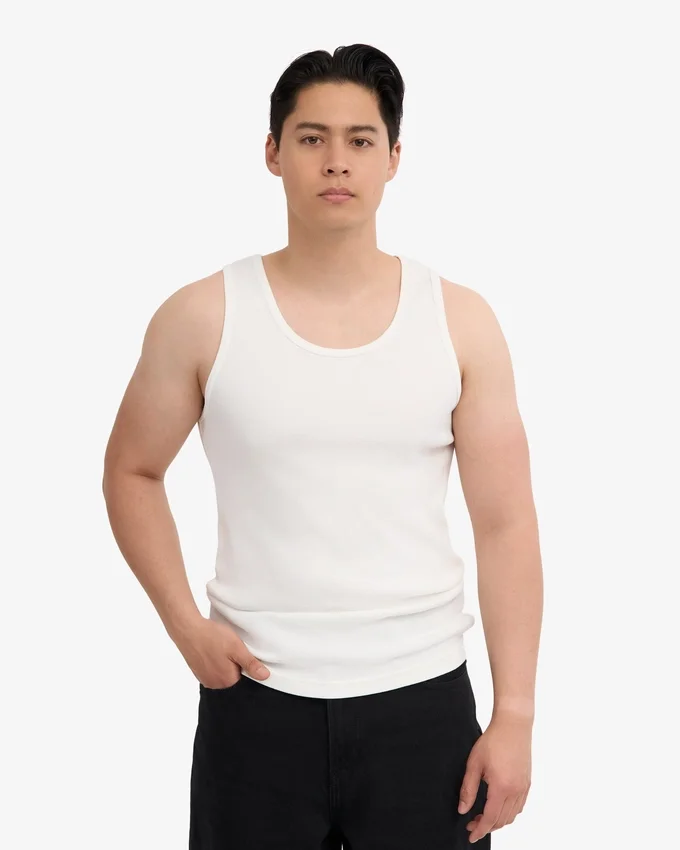 Bio-Tanktop mit Rippenstruktur – Optisches Weiß