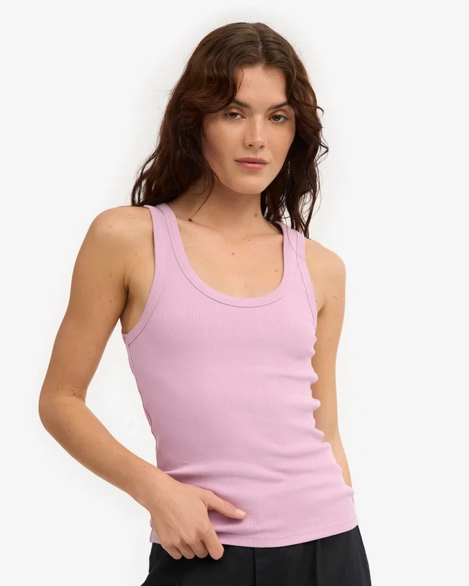 Bio-Tanktop mit Rippstrick für Damen – Kirschblüte