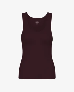 Bio-Tanktop mit Rippstrick für Damen – Oxblood-Rot