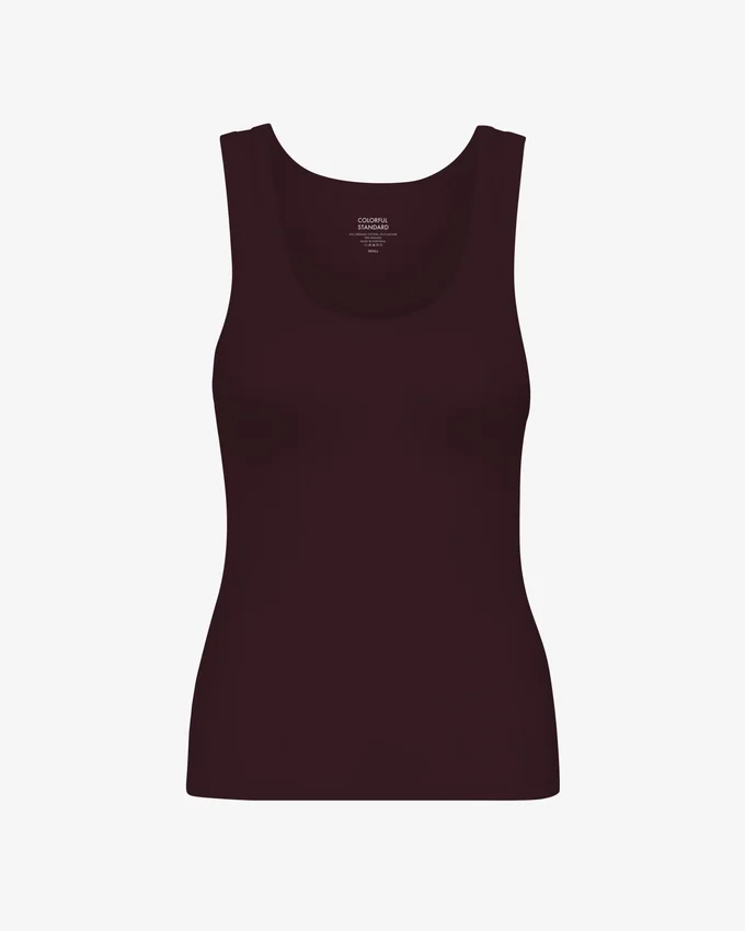 Bio-Tanktop mit Rippstrick für Damen – Oxblood-Rot