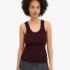 Bio-Tanktop mit Rippstrick für Damen – Oxblood-Rot