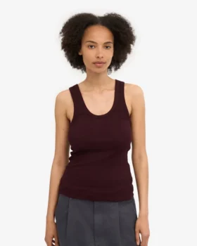 Bio-Tanktop mit Rippstrick für Damen – Oxblood-Rot