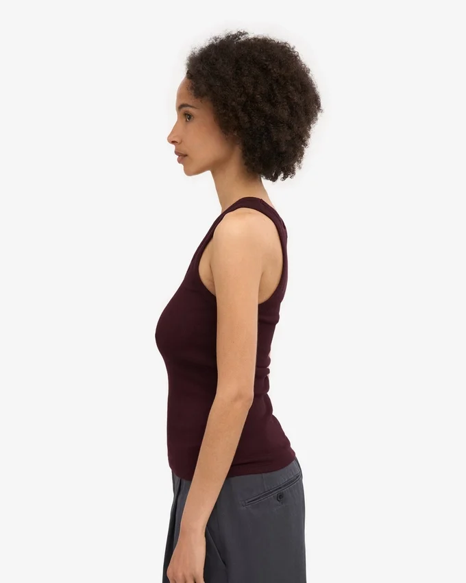Bio-Tanktop mit Rippstrick für Damen – Oxblood-Rot