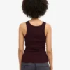 Bio-Tanktop mit Rippstrick für Damen – Oxblood-Rot