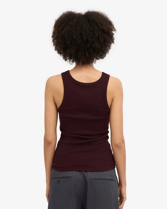 Bio-Tanktop mit Rippstrick für Damen – Oxblood-Rot