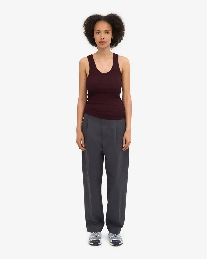 Bio-Tanktop mit Rippstrick für Damen – Oxblood-Rot