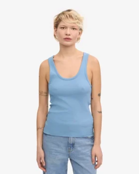 Bio-Tanktop mit Rippstrick für Damen – Seaside Blue