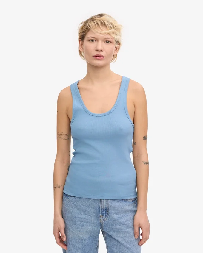 Bio-Tanktop mit Rippstrick für Damen – Seaside Blue