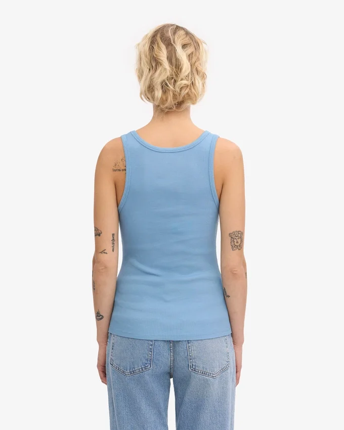 Bio-Tanktop mit Rippstrick für Damen – Seaside Blue