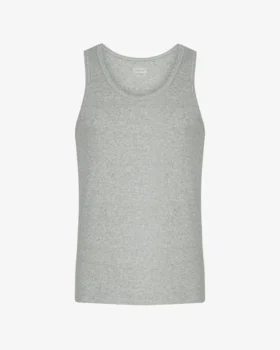 Bio-Tanktop mit Rippstrick – Meliertes Grau