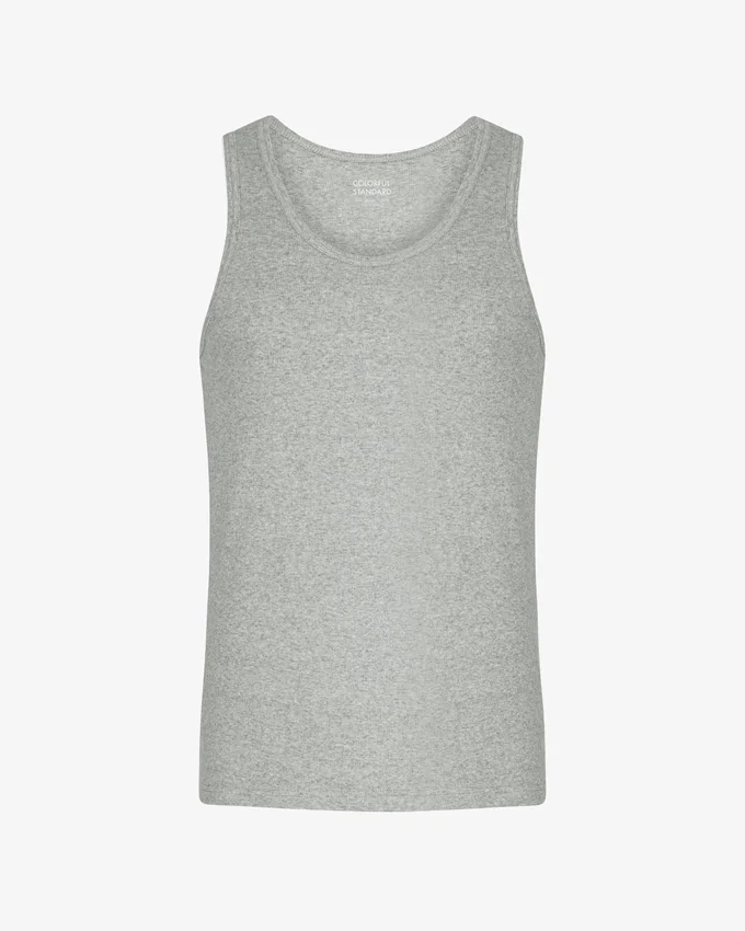 Bio-Tanktop mit Rippstrick – Meliertes Grau