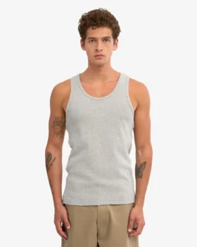 Bio-Tanktop mit Rippstrick – Meliertes Grau