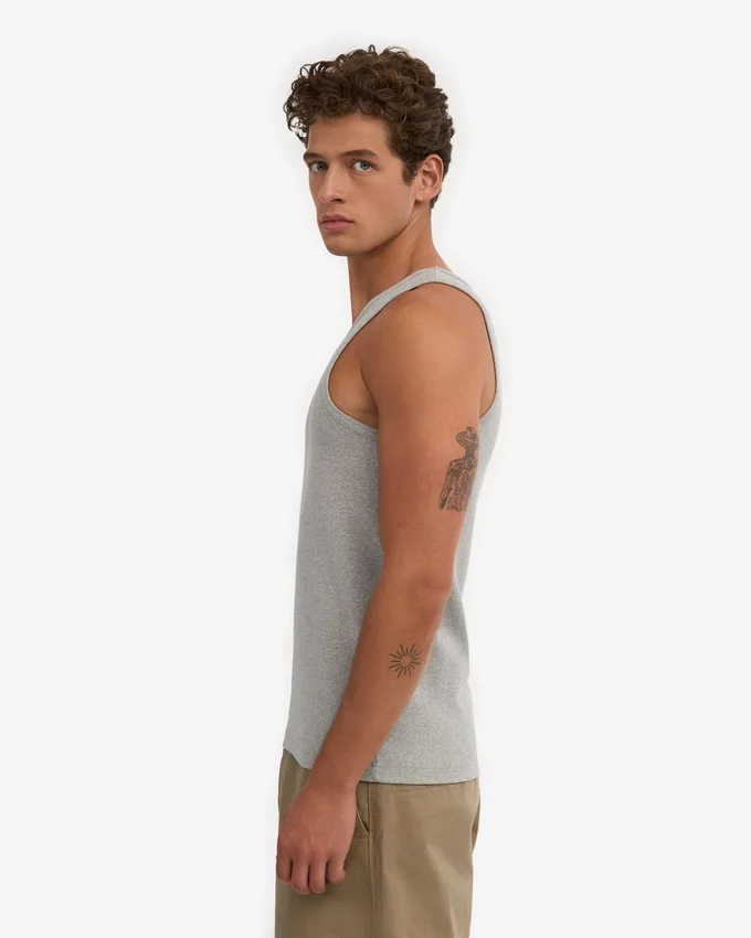 Bio-Tanktop mit Rippstrick – Meliertes Grau