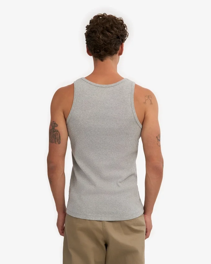 Bio-Tanktop mit Rippstrick – Meliertes Grau
