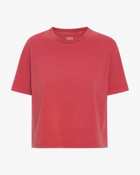 Boxy Crop-T-Shirt aus Bio-Baumwolle – Ausgewaschenes Rot