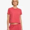 Boxy Crop-T-Shirt aus Bio-Baumwolle – Ausgewaschenes Rot