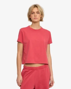 Boxy Crop-T-Shirt aus Bio-Baumwolle – Ausgewaschenes Rot