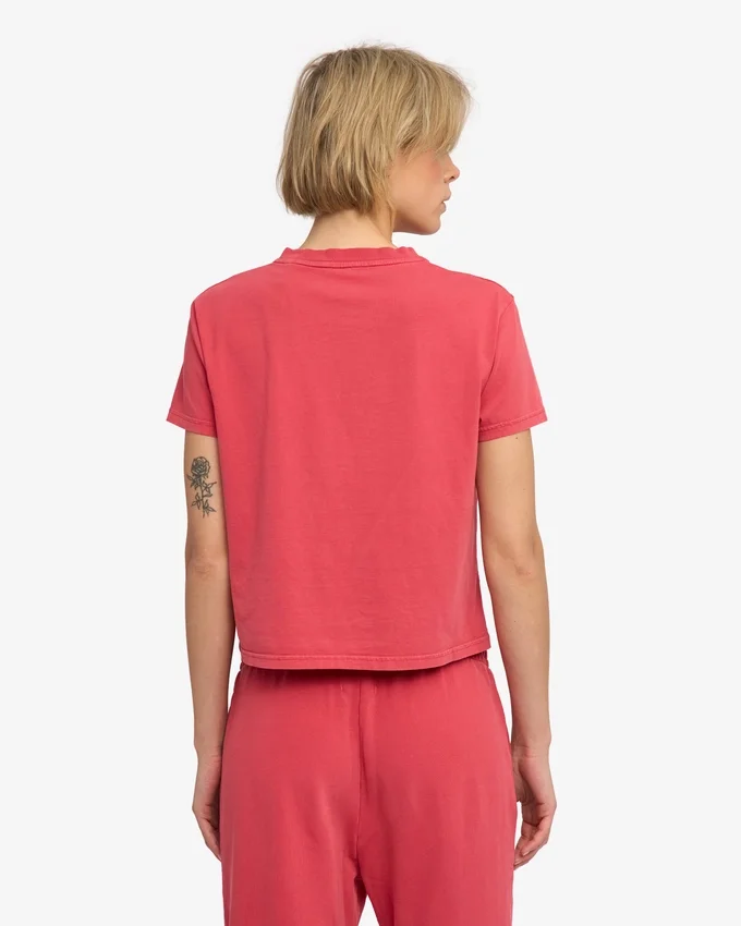 Boxy Crop-T-Shirt aus Bio-Baumwolle – Ausgewaschenes Rot