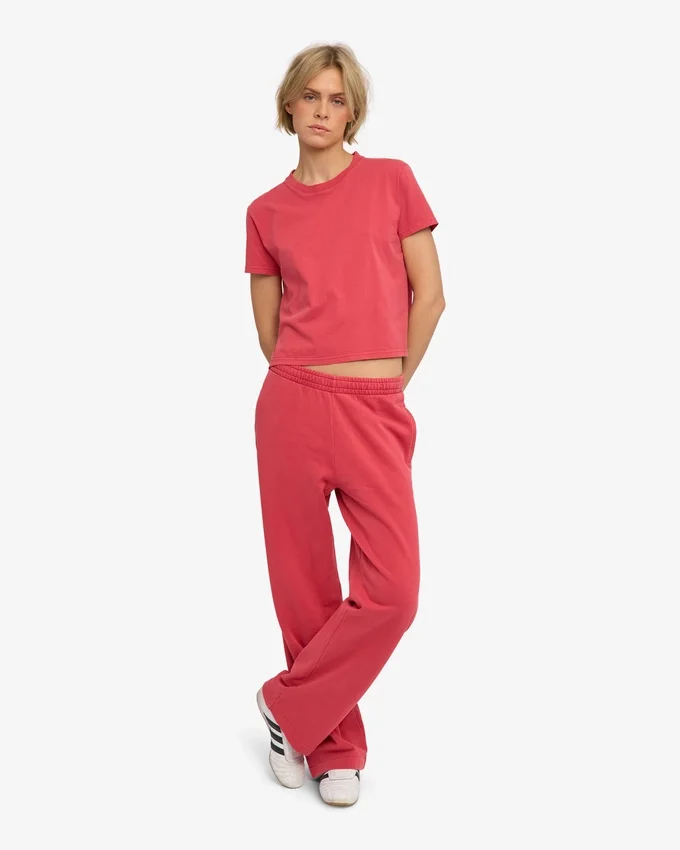 Boxy Crop-T-Shirt aus Bio-Baumwolle – Ausgewaschenes Rot