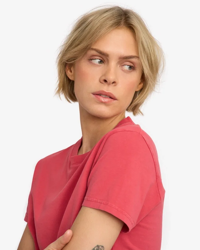 Boxy Crop-T-Shirt aus Bio-Baumwolle – Ausgewaschenes Rot