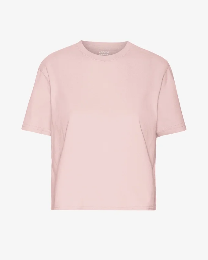 Boxy Crop-T-Shirt aus Bio-Baumwolle – Blassrosa