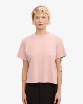 Boxy Crop-T-Shirt aus Bio-Baumwolle – Blassrosa