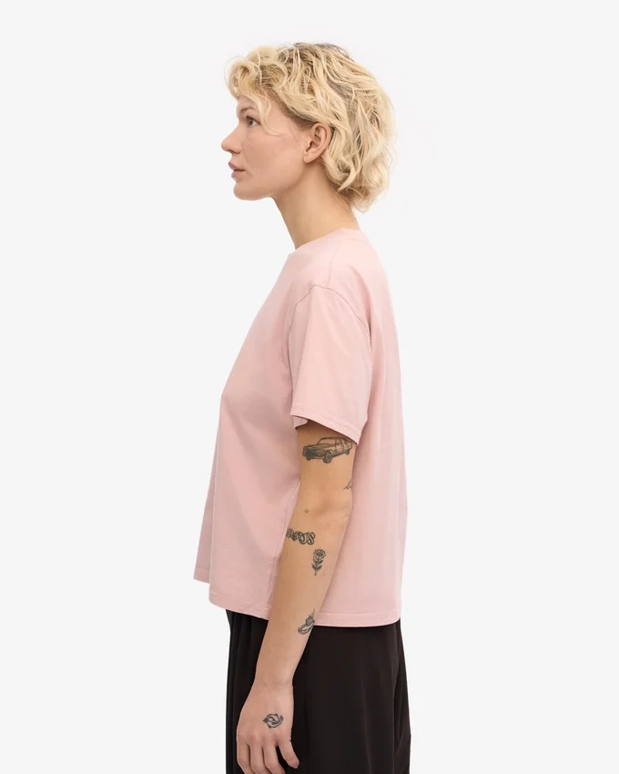 Boxy Crop-T-Shirt aus Bio-Baumwolle – Blassrosa