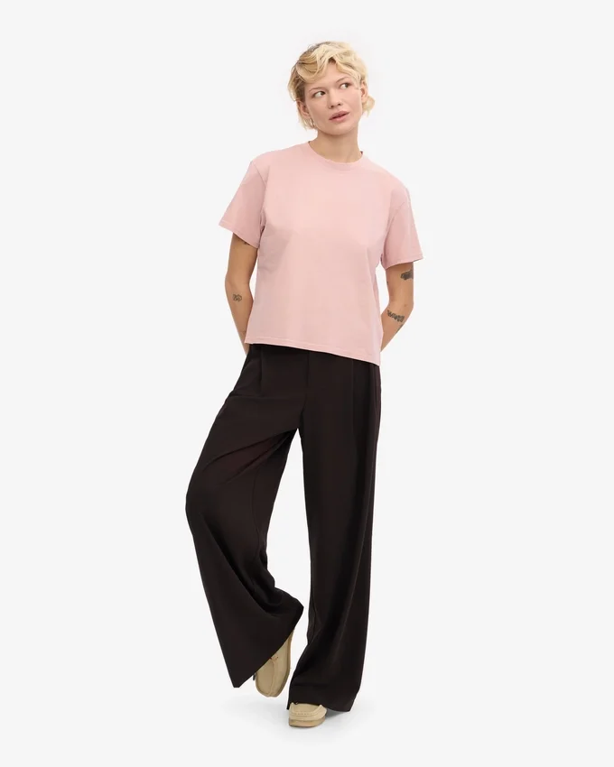 Boxy Crop-T-Shirt aus Bio-Baumwolle – Blassrosa