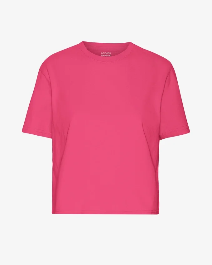 Boxy-Crop-T-Shirt aus Bio-Baumwolle – Bubblegum-Pink