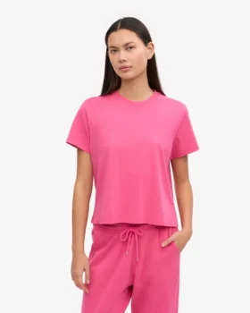 Boxy-Crop-T-Shirt aus Bio-Baumwolle – Bubblegum-Pink