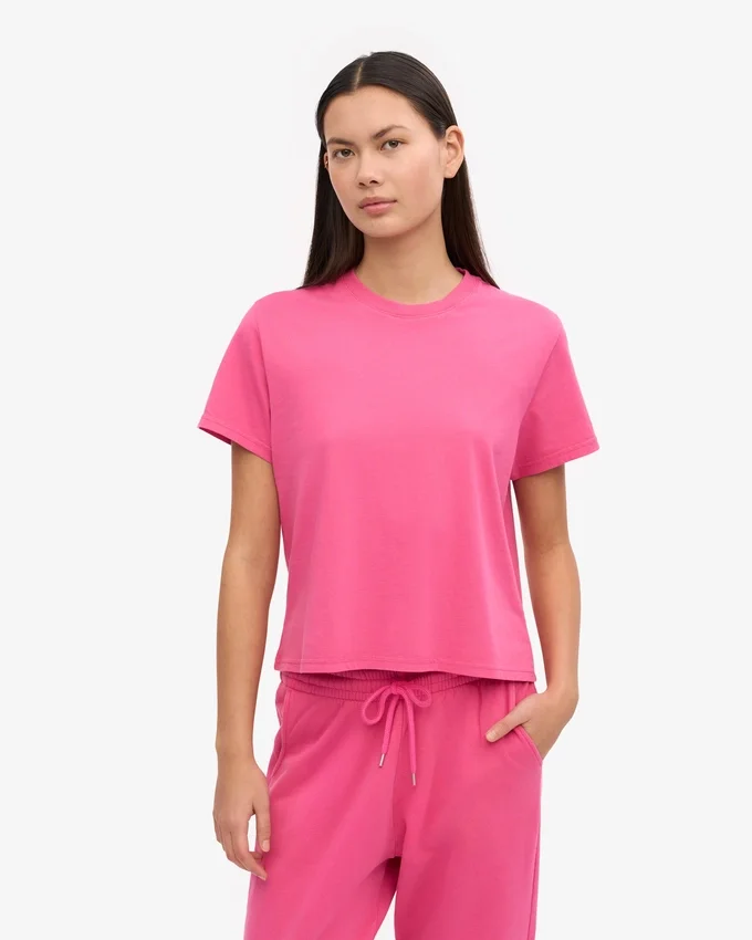 Boxy-Crop-T-Shirt aus Bio-Baumwolle – Bubblegum-Pink