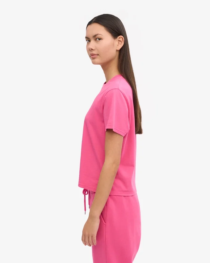Boxy-Crop-T-Shirt aus Bio-Baumwolle – Bubblegum-Pink