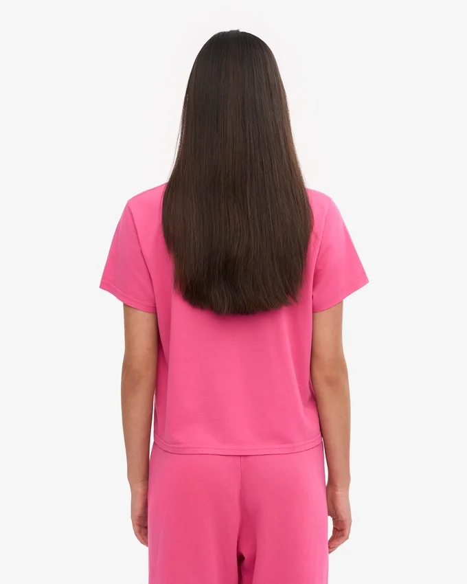 Boxy-Crop-T-Shirt aus Bio-Baumwolle – Bubblegum-Pink