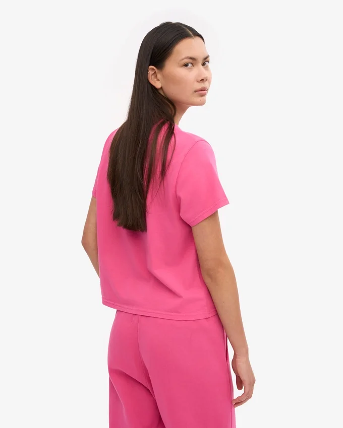 Boxy-Crop-T-Shirt aus Bio-Baumwolle – Bubblegum-Pink