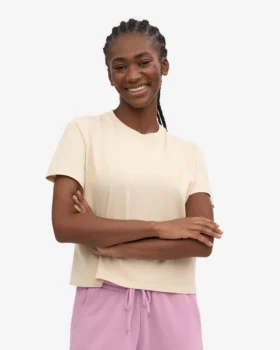 Boxy Crop-T-Shirt aus Bio-Baumwolle – Elfenbeinweiß