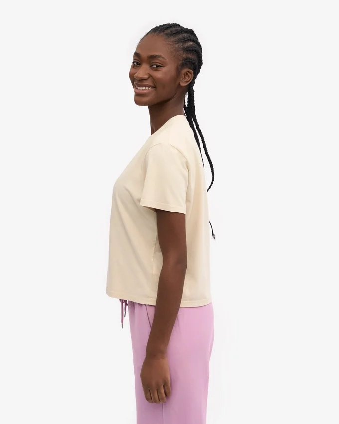 Boxy Crop-T-Shirt aus Bio-Baumwolle – Elfenbeinweiß
