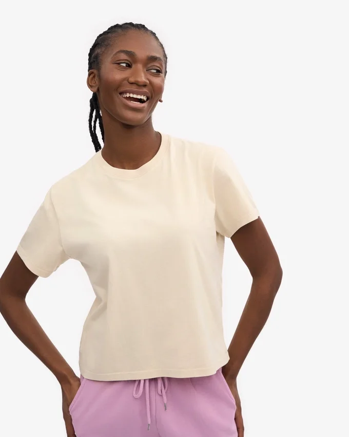 Boxy Crop-T-Shirt aus Bio-Baumwolle – Elfenbeinweiß
