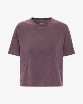Boxy Crop-T-Shirt aus Bio-Baumwolle – Faded Grape