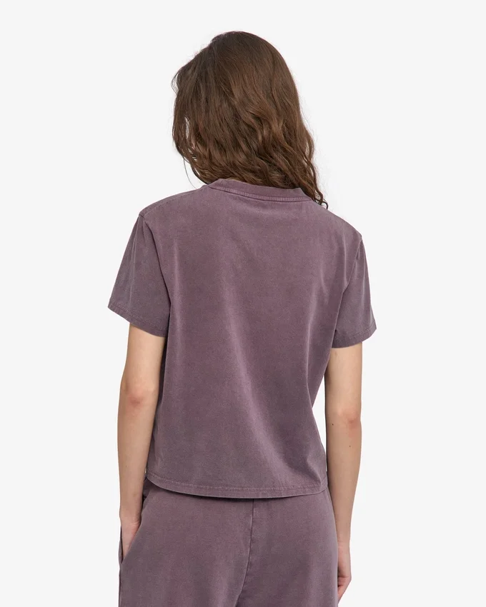 Boxy Crop-T-Shirt aus Bio-Baumwolle – Faded Grape